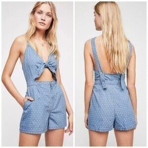 { Free People } Take Me Somewhere New Denim Romper